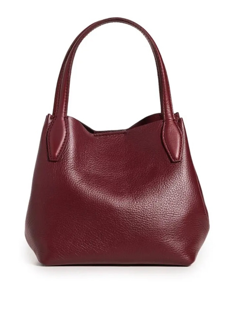 Madewell Mini Shopper Tote in soft grain pebbled leather, Deep Merlot